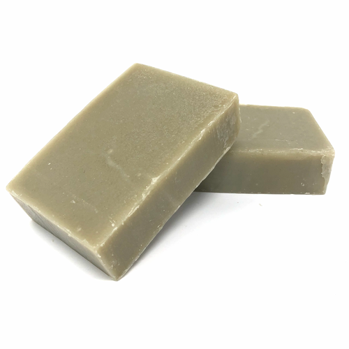 Two rectangular bars of soap on a white background
