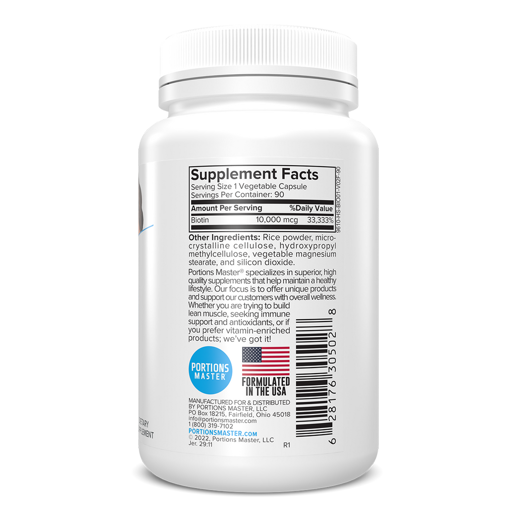Portions Master Biotin Hair, Skin & Nails Support (90 Count)