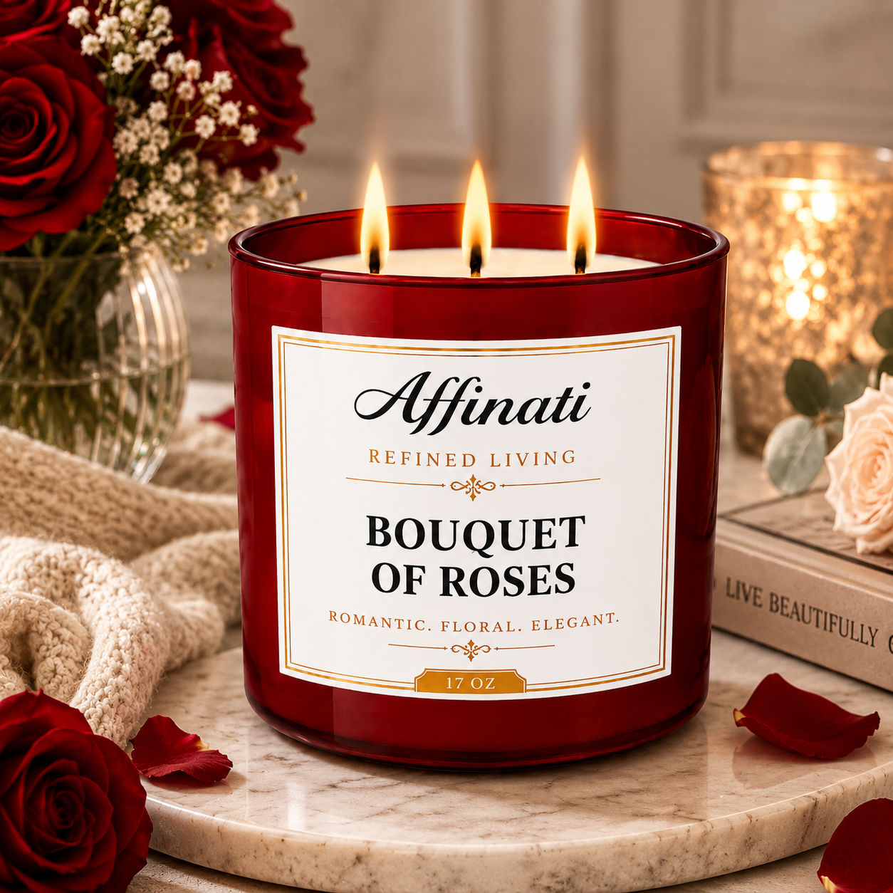Bouquet of Roses 3-Wick Candle
