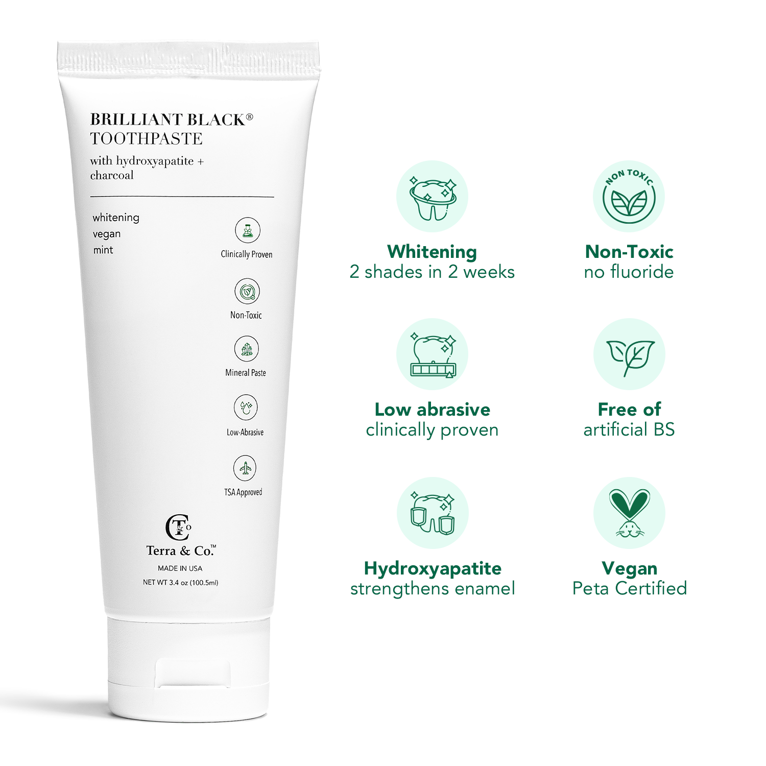 Brilliant Black® Whitening Toothpaste with Hydroxyapatite & Charcoal