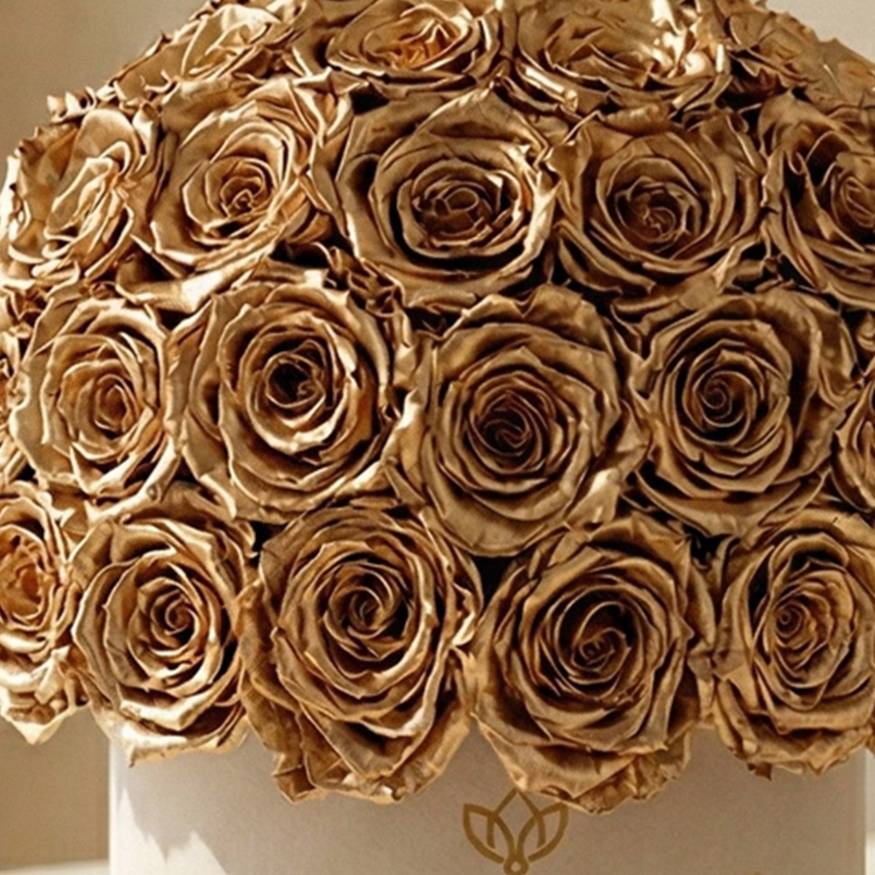 Classic Beige Suede Superdome Box | Gold Roses