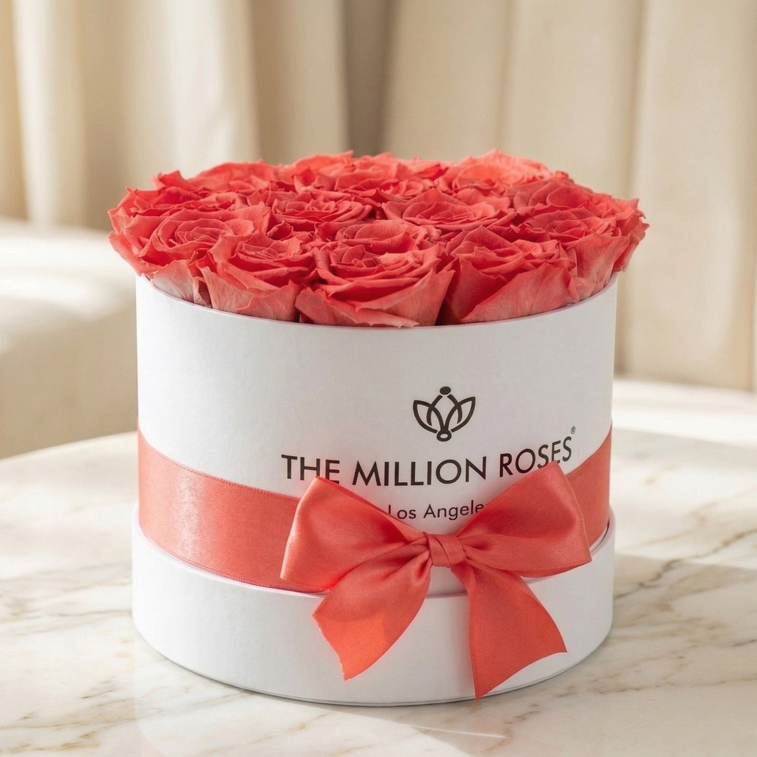 Classic White Box | Coral Roses