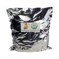 Bag of organic red raspberry seed powder with a USDA Organic label on a white background
