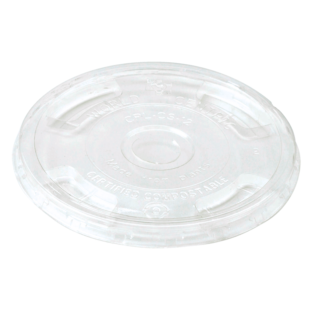 World Centric PLA Cold Cup Lid w/ Straw Hole Compostable Clear (QTY 1000), SKU CPL-CS-12