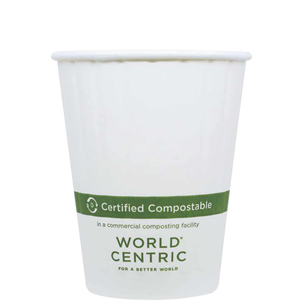 World Centric 12 oz Double Wall Paper Hot Cups, White (QTY 1000), SKU CU-PA-12D