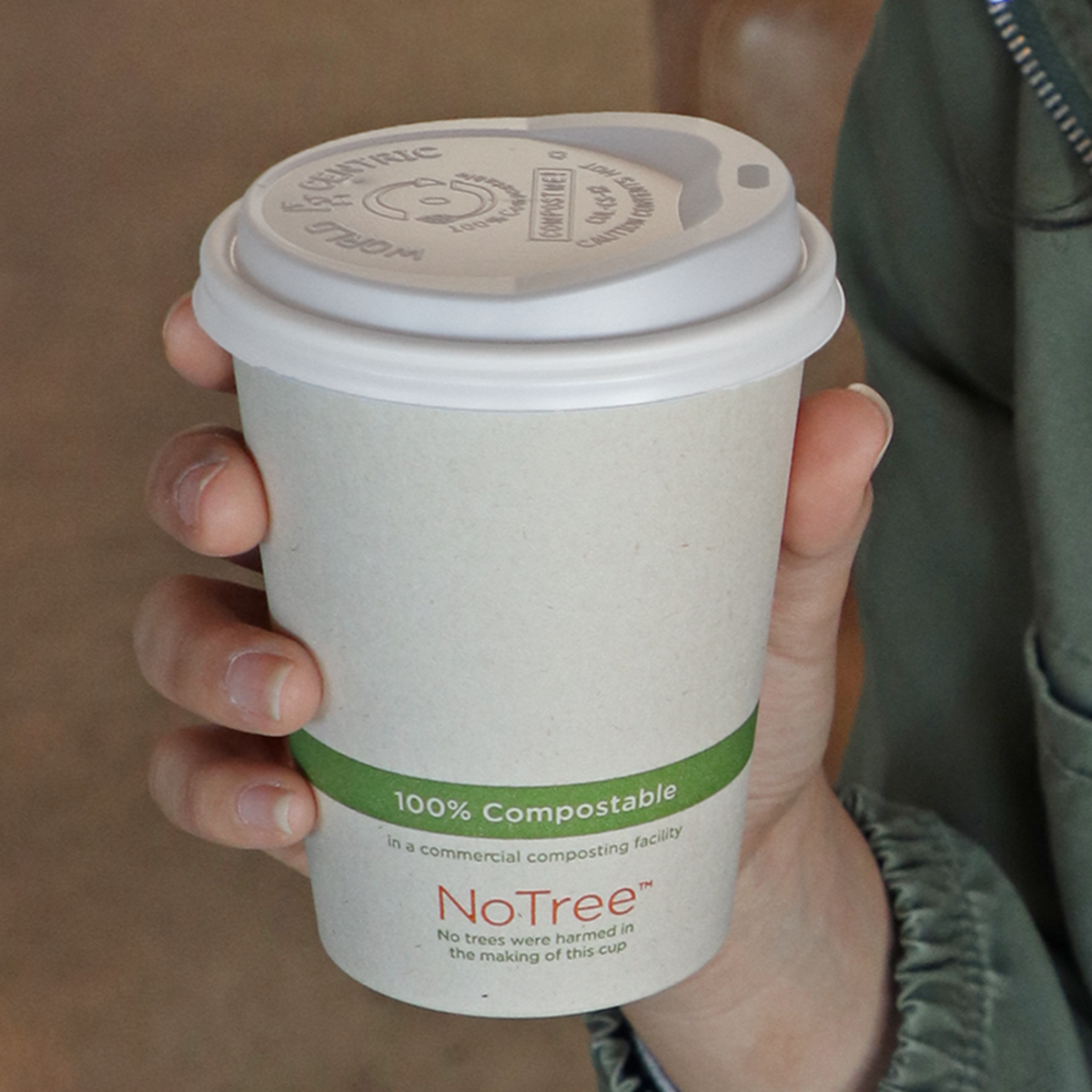 World Centric Hot Cup Lid 10–20oz White CPLA Compostable (QTY 1000), SKU CUL-CS-12