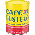 10 oz yellow can of Café Bustelo Espresso Style Dark Roast Ground Coffee with blue and red branding on a white background.