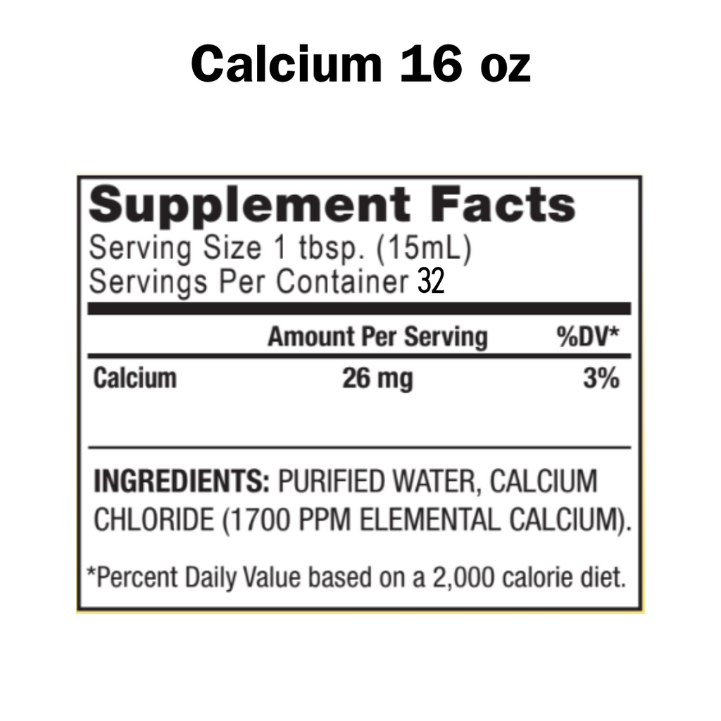 Supplement facts label for a calcium supplement with serving size, servings per container, and ingredient list.