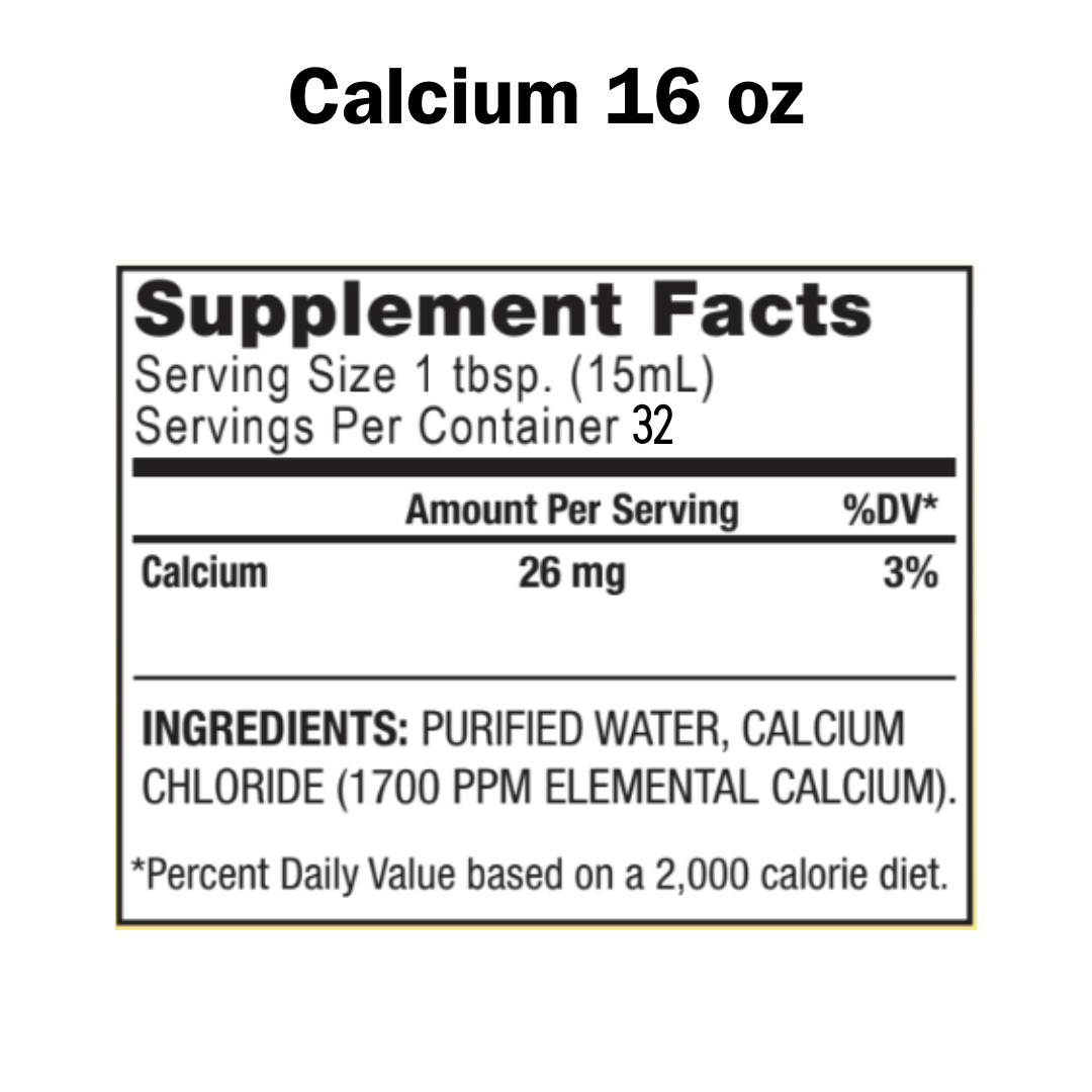 Supplement facts label for a calcium supplement with serving size, servings per container, and ingredient list.