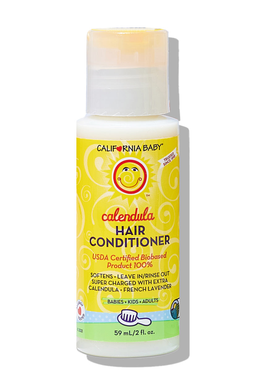 California Baby calendula hair conditioner bottle on a white background. Calendula™ Hair Conditioner | Gentle Moisturizing Conditioner for Dry & Sensitive Hair (100% plant based ingredients, excludes water)
