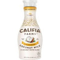 Califia Farms Go Coconuts Coconut Milk bottle on a white background. Dairy-free, vegan, non-dairy coconut milk beverage in a shelf-stable bottle, ideal for drinking, cooking, baking, smoothies, coffee, and plant-based recipes.