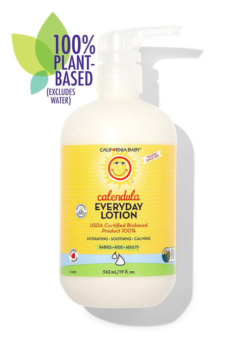 California Baby Calendula Everyday Lotion bottle with plant-based label on a white background