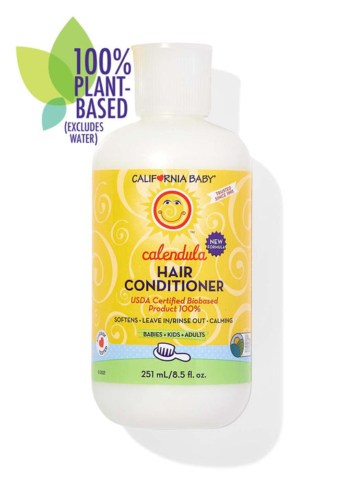 California Baby Calendula Hair Conditioner bottle on a white background. Calendula™ Hair Conditioner | Gentle Moisturizing Conditioner for Dry & Sensitive Hair - 251 mL / 8.5 fl oz