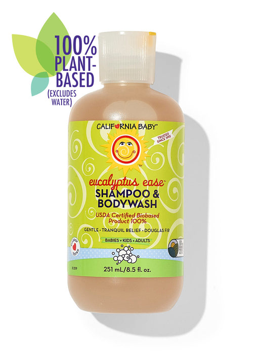 California Baby Eucalyptus Ease Shampoo & Bodywash bottle on a white background