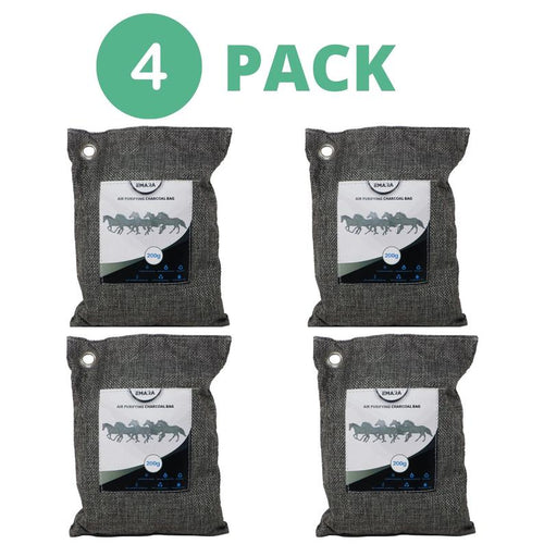 4 Pack EMARA Activated Bamboo Charcoal Air Purifying Bags, 200g Natural Odor Eliminator & Moisture Absorber for Home, Car, Closet, Shoes & Pet Areas