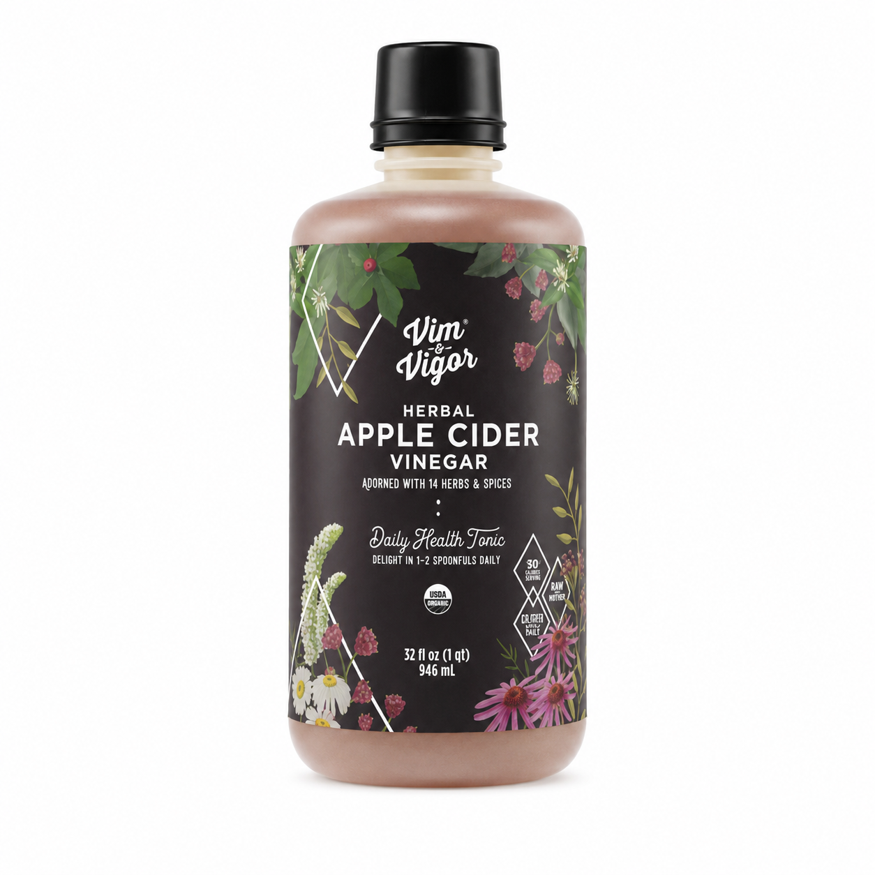 Vim & Vigor Organic Apple Cider Vinegar Herbal Tonic – 32 oz