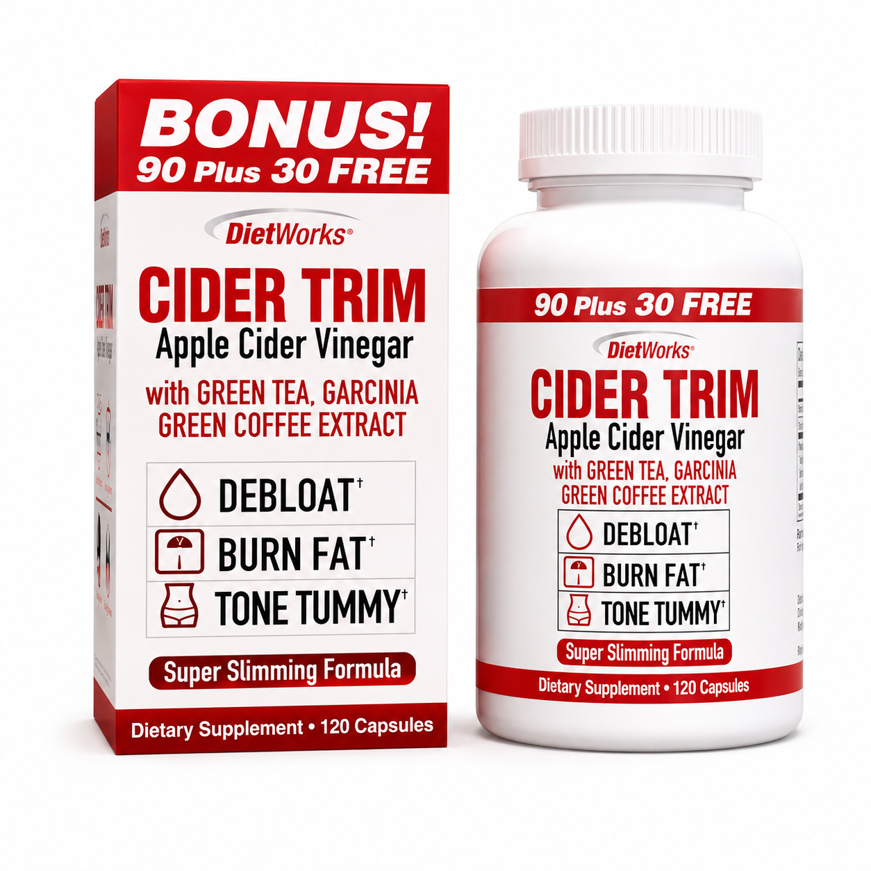 DietWorks Cider Trim Apple Cider Vinegar Capsules – 120 Count