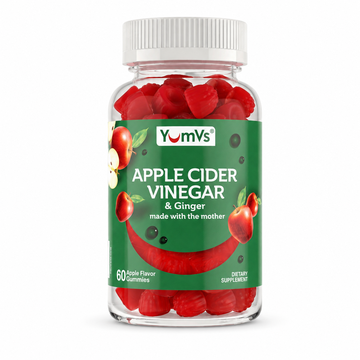 Yum-V’s Apple Cider Vinegar Gummies with Ginger & the Mother – 60 Count