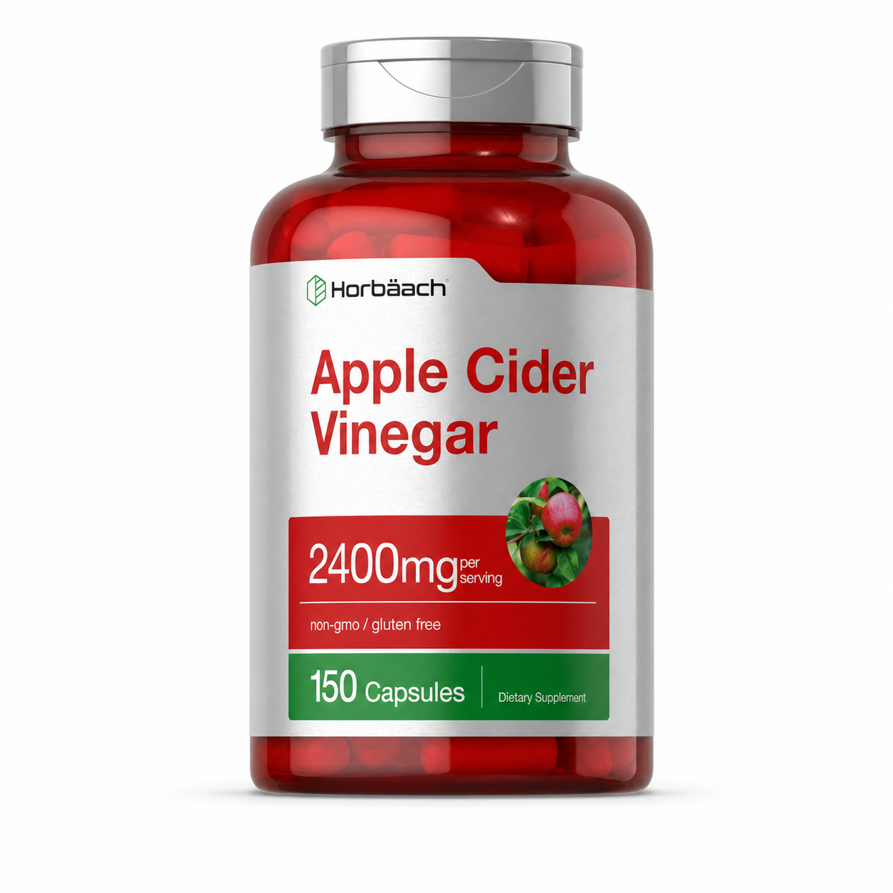 Horbäach Apple Cider Vinegar Capsules – 2,400 mg, 150 Count
