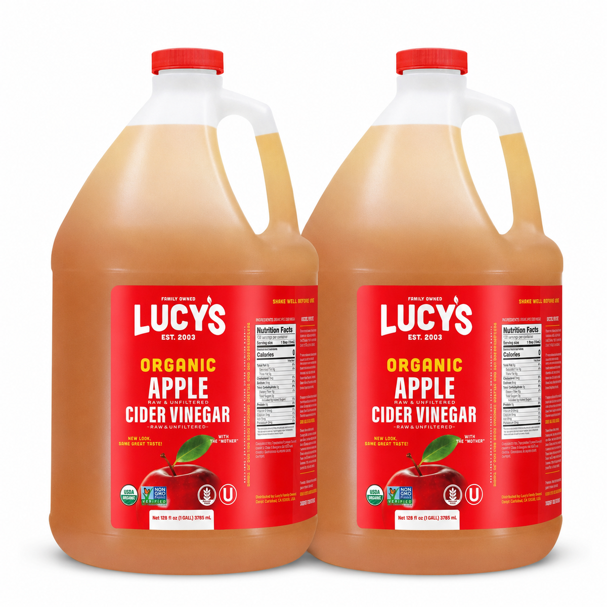 Lucy’s Organic Raw Apple Cider Vinegar with the Mother – Unfiltered, Non-GMO, Gallon Size