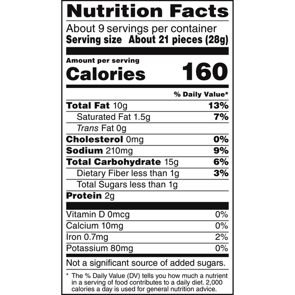 Nutrition facts label for a food product with serving size and calories information. Cheetos Crunchy Xxtra Flamin' Hot Cheese Flavored Snacks - 8.5 oz