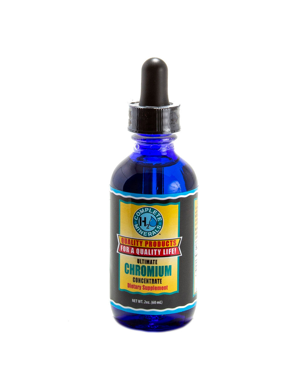Blue bottle with dropper labeled 'Ultimate Chromium Concentrate' on a white background