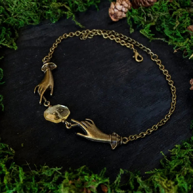 Hand Chain Crystal Necklace