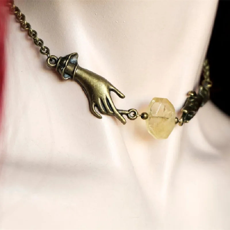 Hand Chain Crystal Necklace