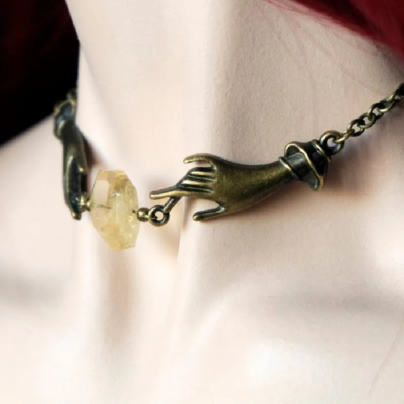 Hand Chain Crystal Necklace