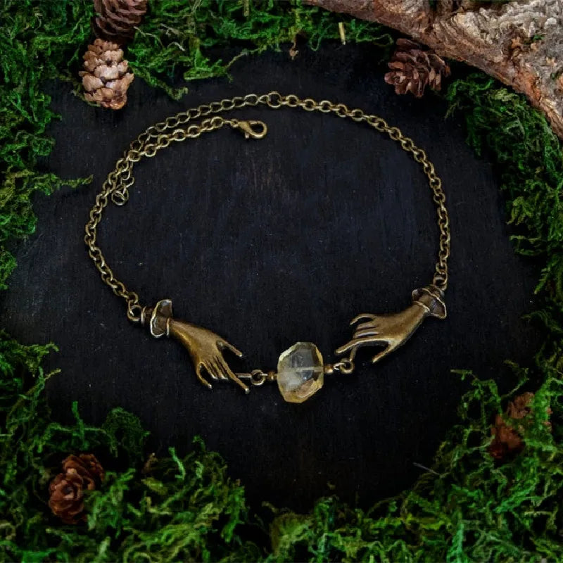 Hand Chain Crystal Necklace