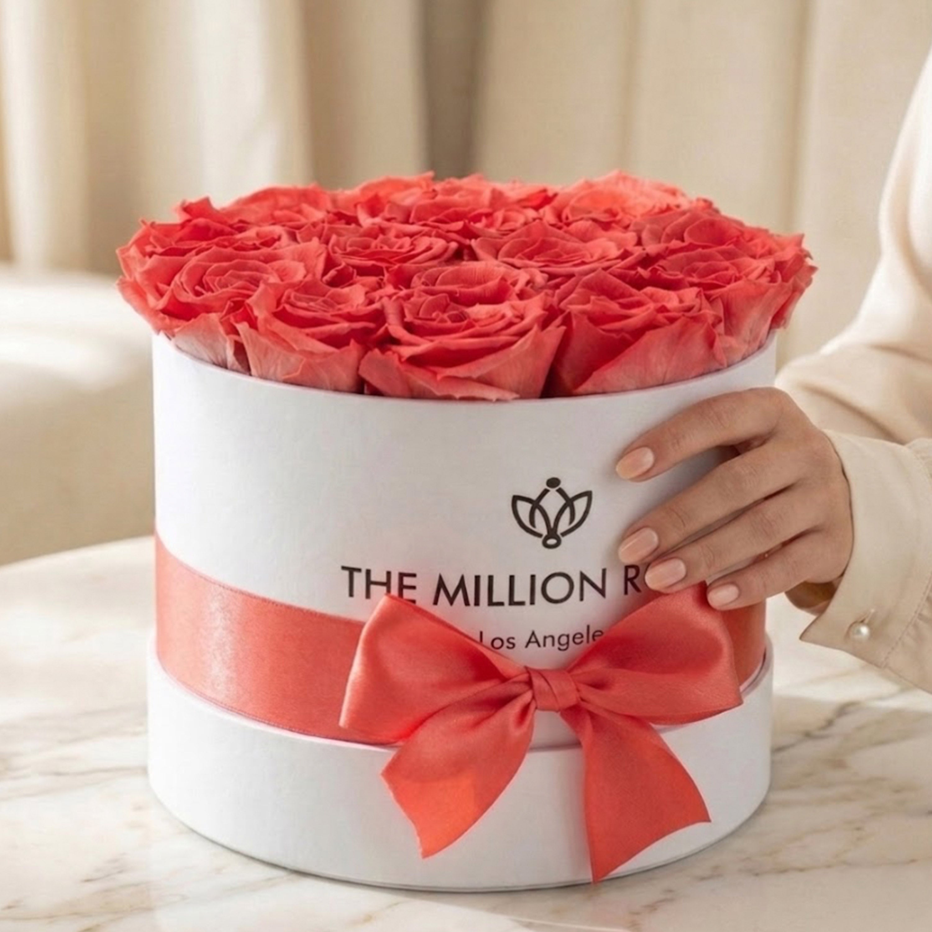 Classic White Box | Coral Roses