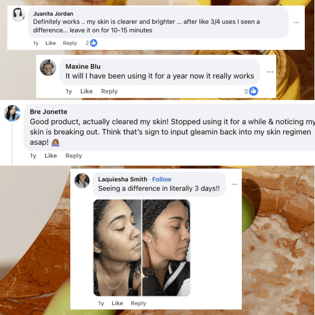 Product reviews with user comments on a beige background