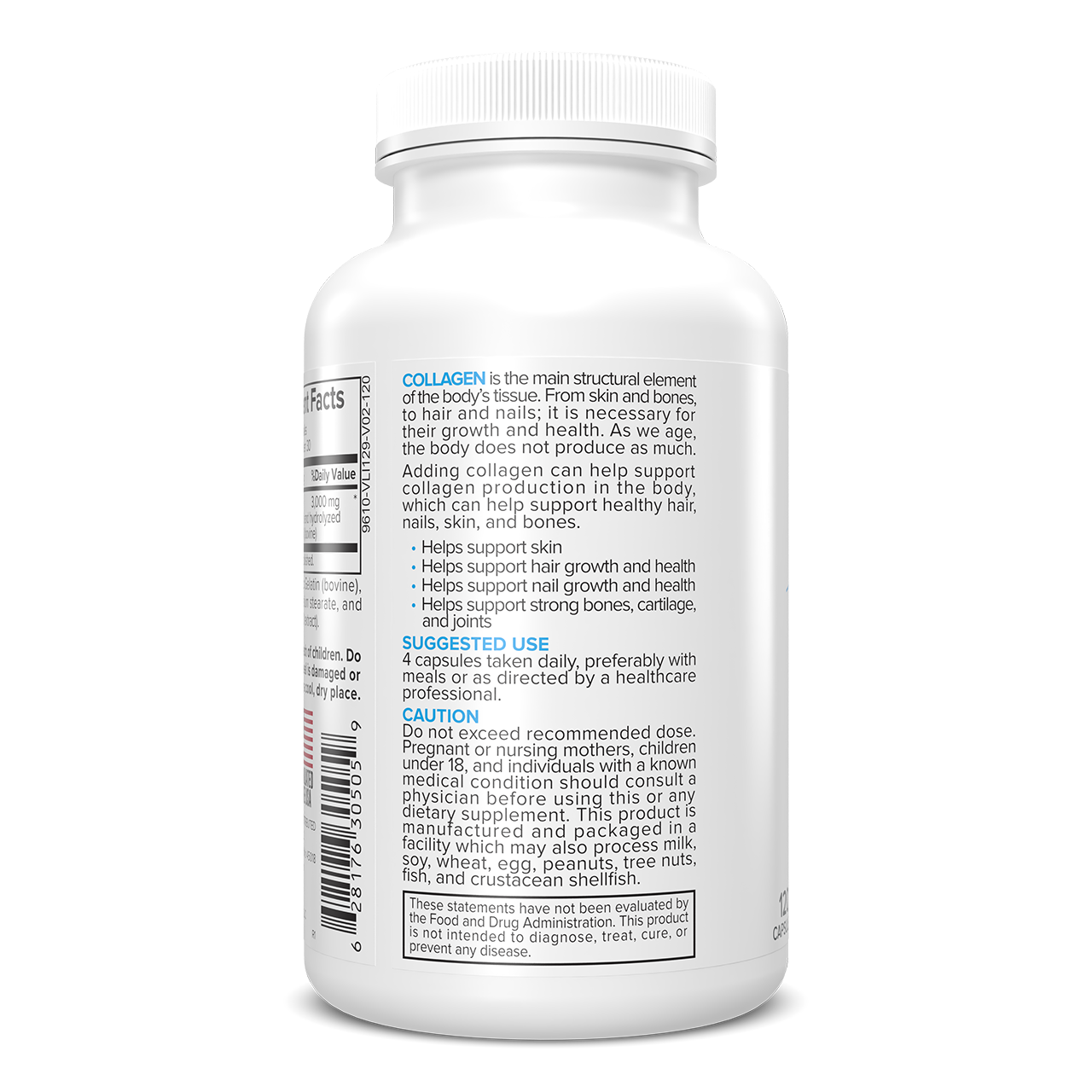 Portions Master Collagen 3000 Hair, Skin, Nails, & Bones Support (120 Count)