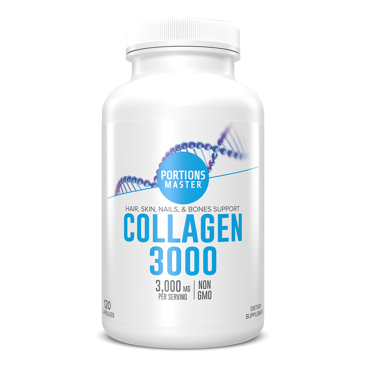 Portions Master Collagen 3000 Hair, Skin, Nails, & Bones Support (120 Count)