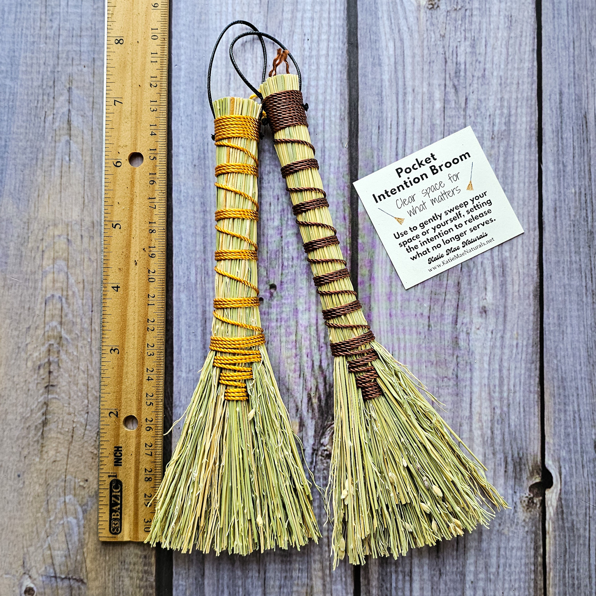 Pocket Intention Broom, Mini Handmade Hawktail Broom