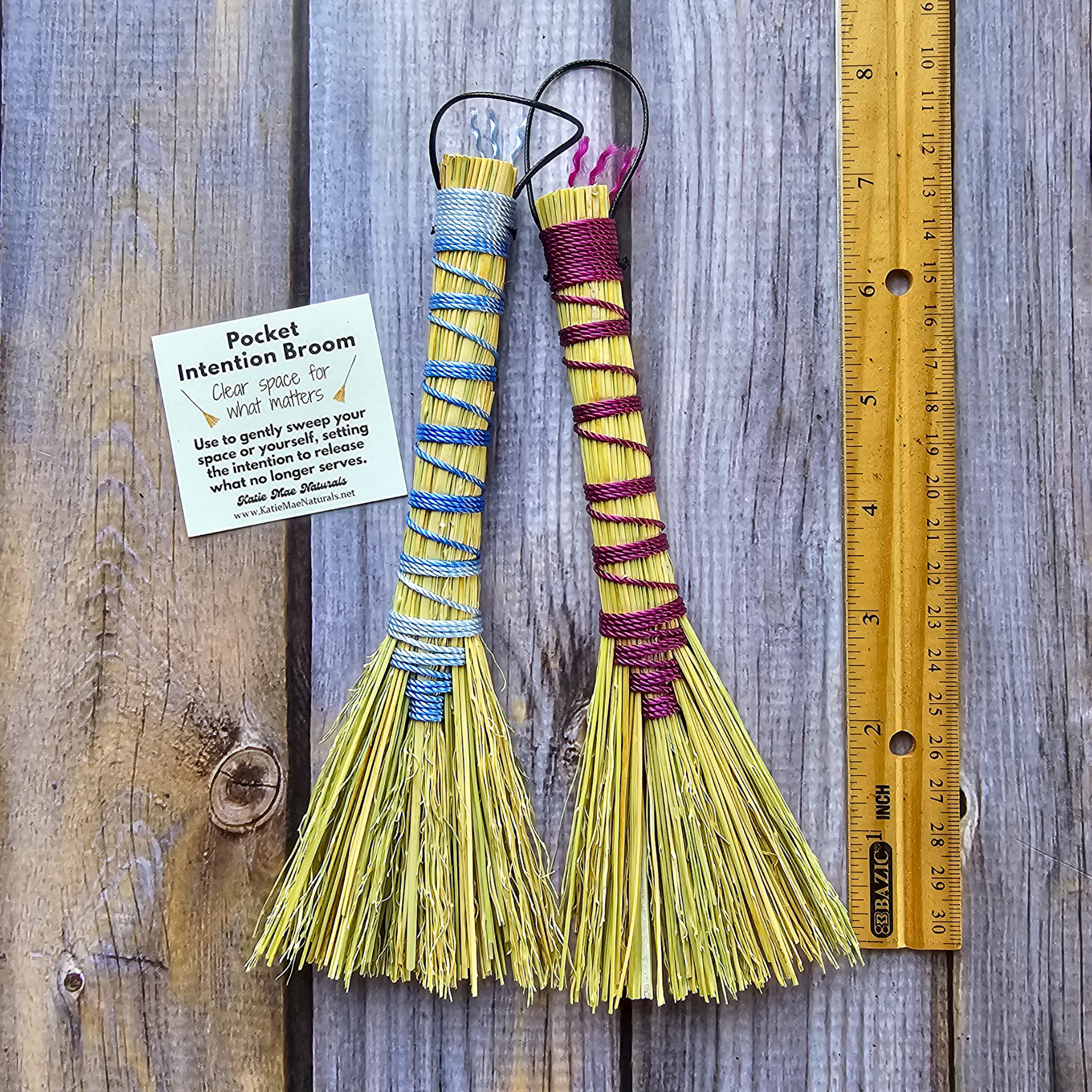 Pocket Intention Broom, Mini Handmade Hawktail Broom