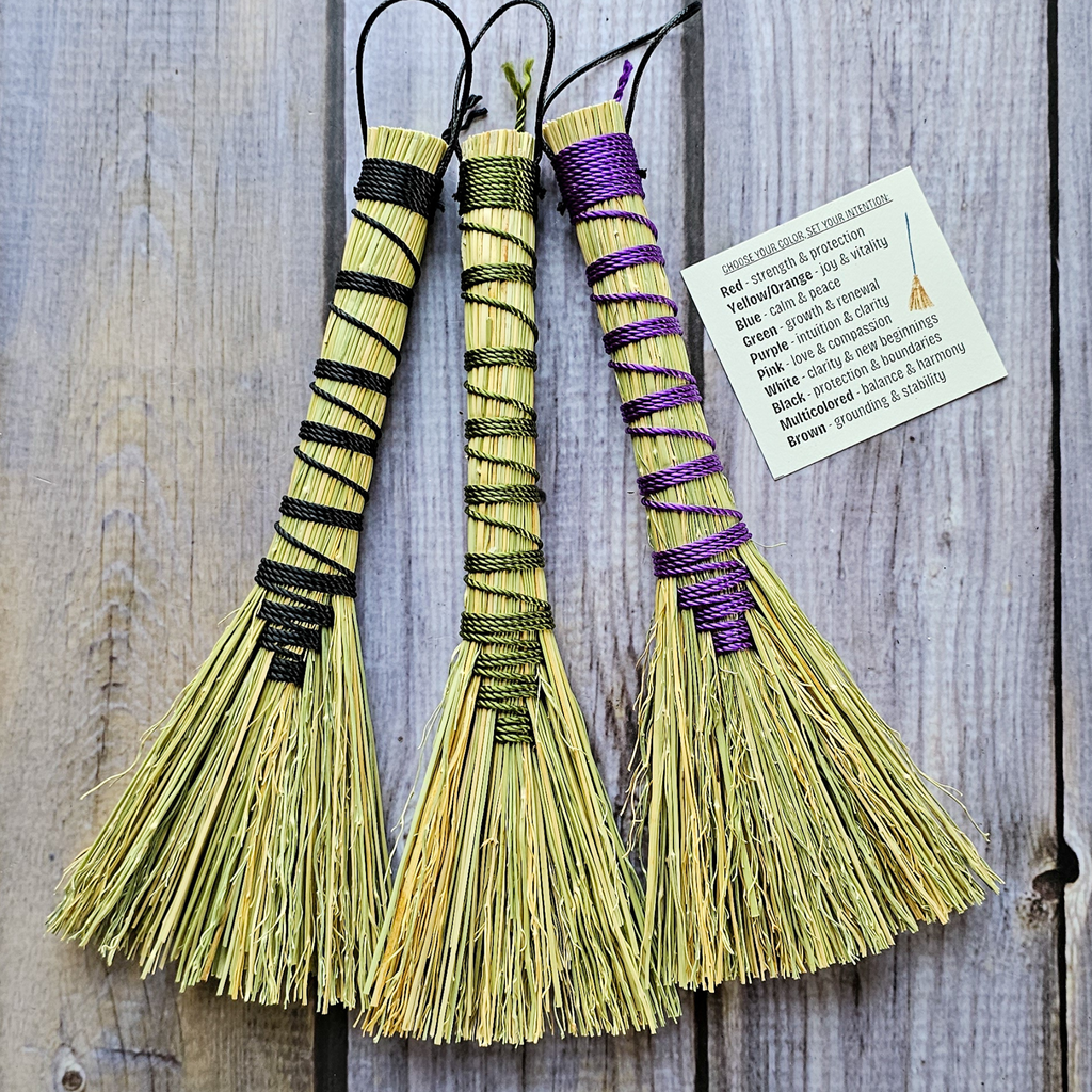 Pocket Intention Broom, Mini Handmade Hawktail Broom