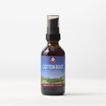 Bottle of Cotton Root supplement on a white background