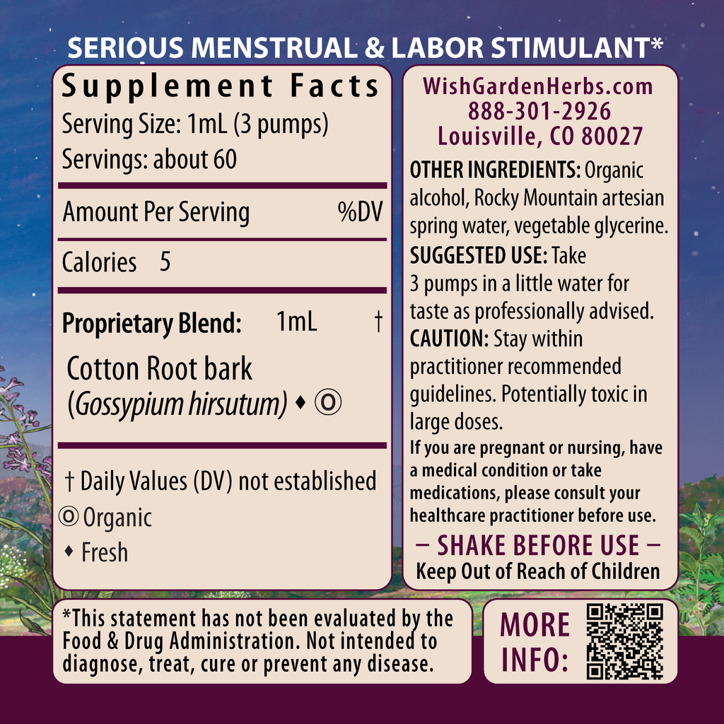 Supplement label with product details and usage instructions on a purple background