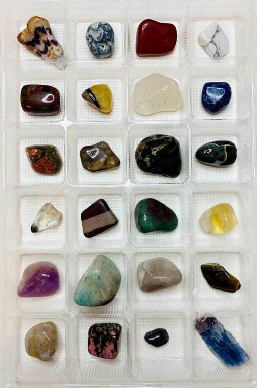 Wellness & Health Crystal Lover’s Advent Calendar featuring 24 colorful tumbled healing crystals and gemstones, spiritual wellness stones, meditation crystals and metaphysical gifts for crystal lovers.