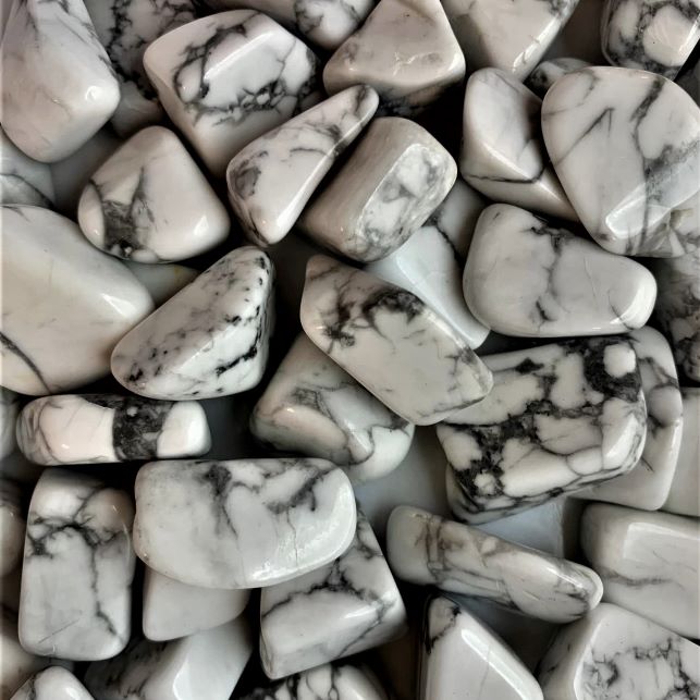 White Howlite tumbled healing crystals with natural gray marbling for Crystal Lover’s Advent Calendar, meditation, spiritual wellness, chakra healing and crystal gifts