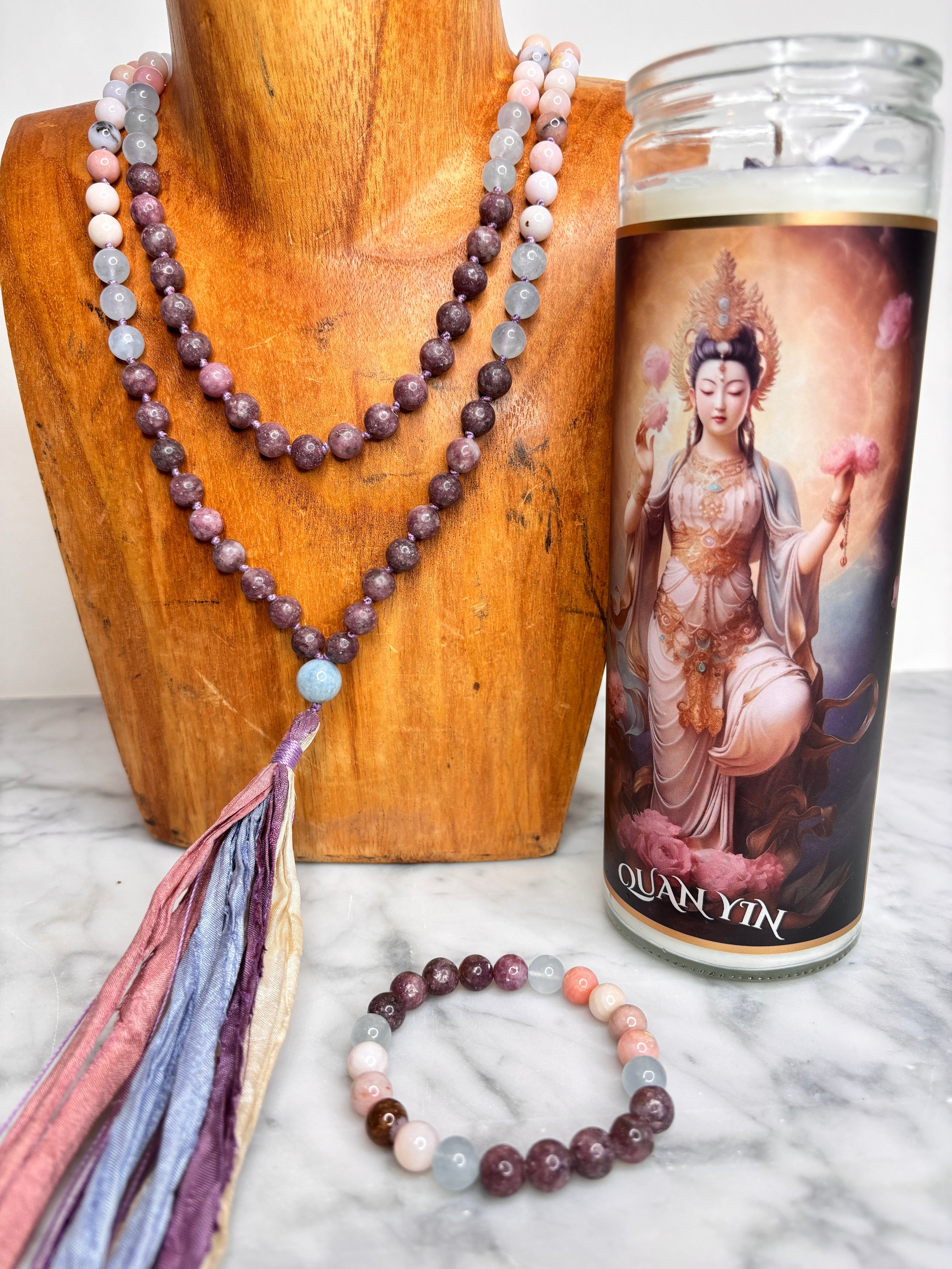 Quan Yin Crystal Altar Candle