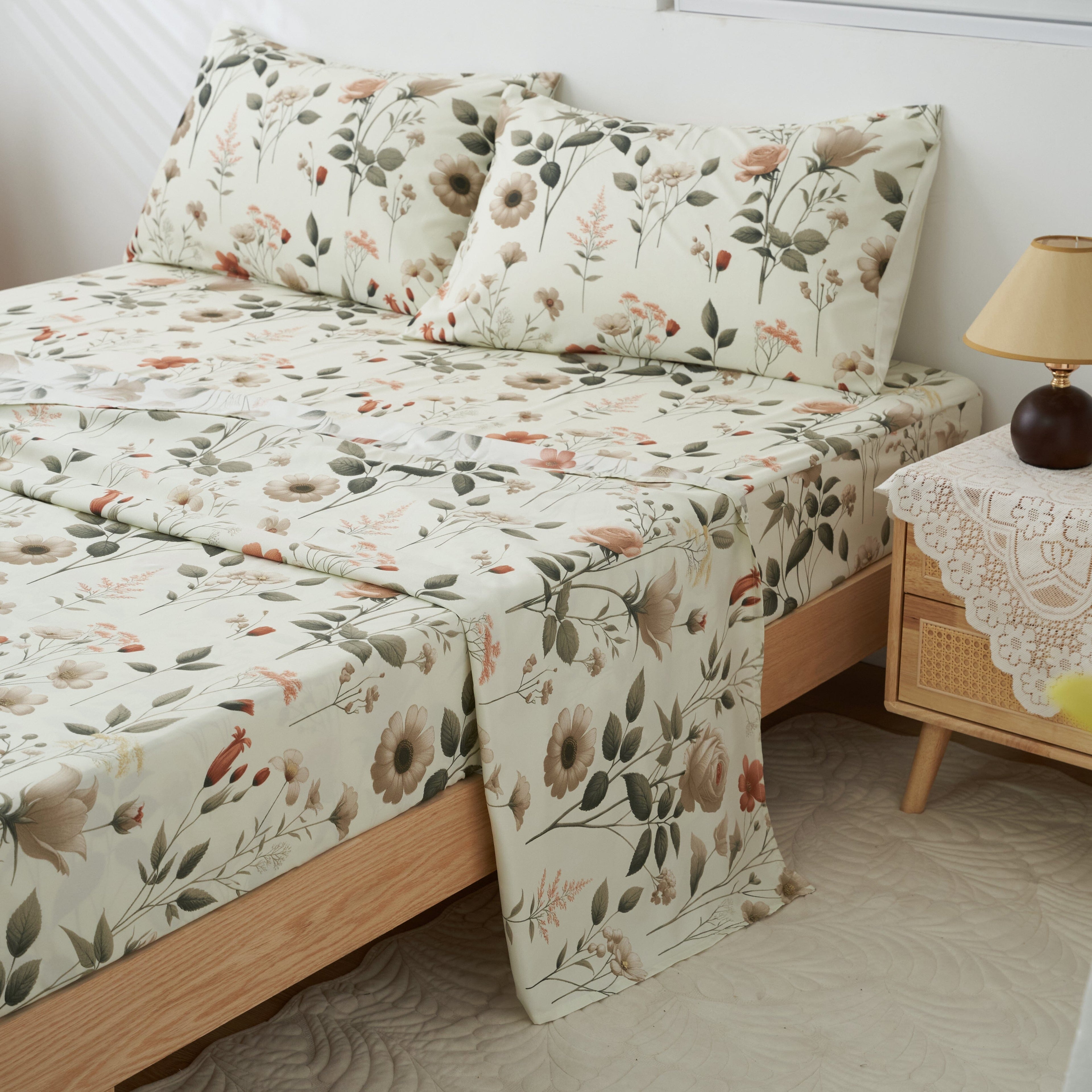 DaDalogy Enchanted Meadow Floral Microfiber Sheet Set
