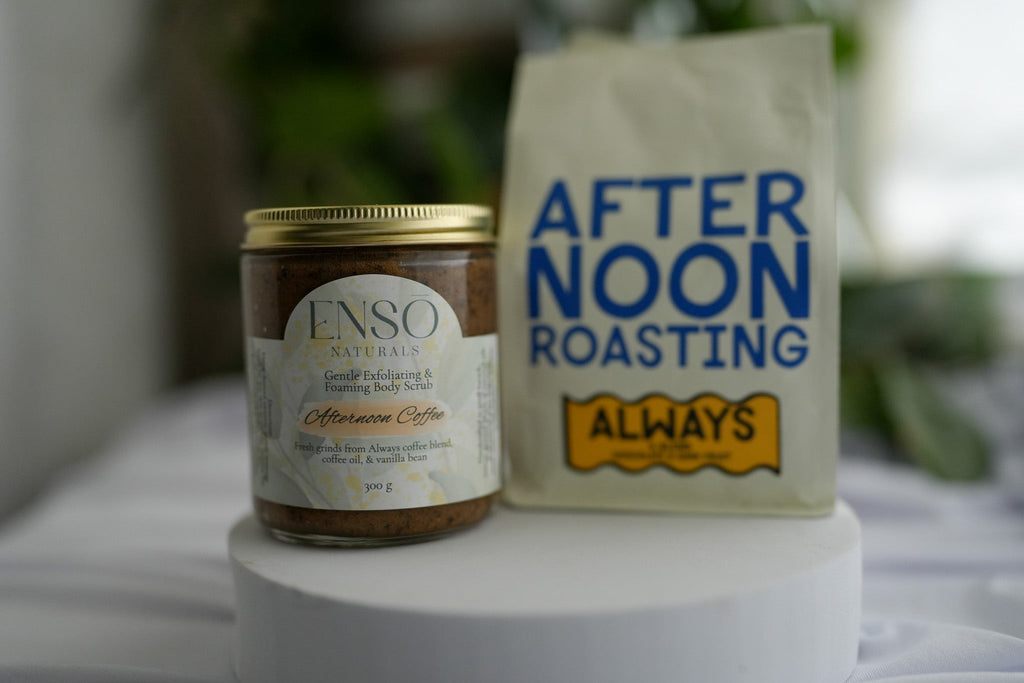ENSO Naturals Afternoon Coffee Gentle Foaming Sugar Scrub with Coffee Grounds, Natural Exfoliating Body Scrub for Smooth, Soft, Glowing Skin
