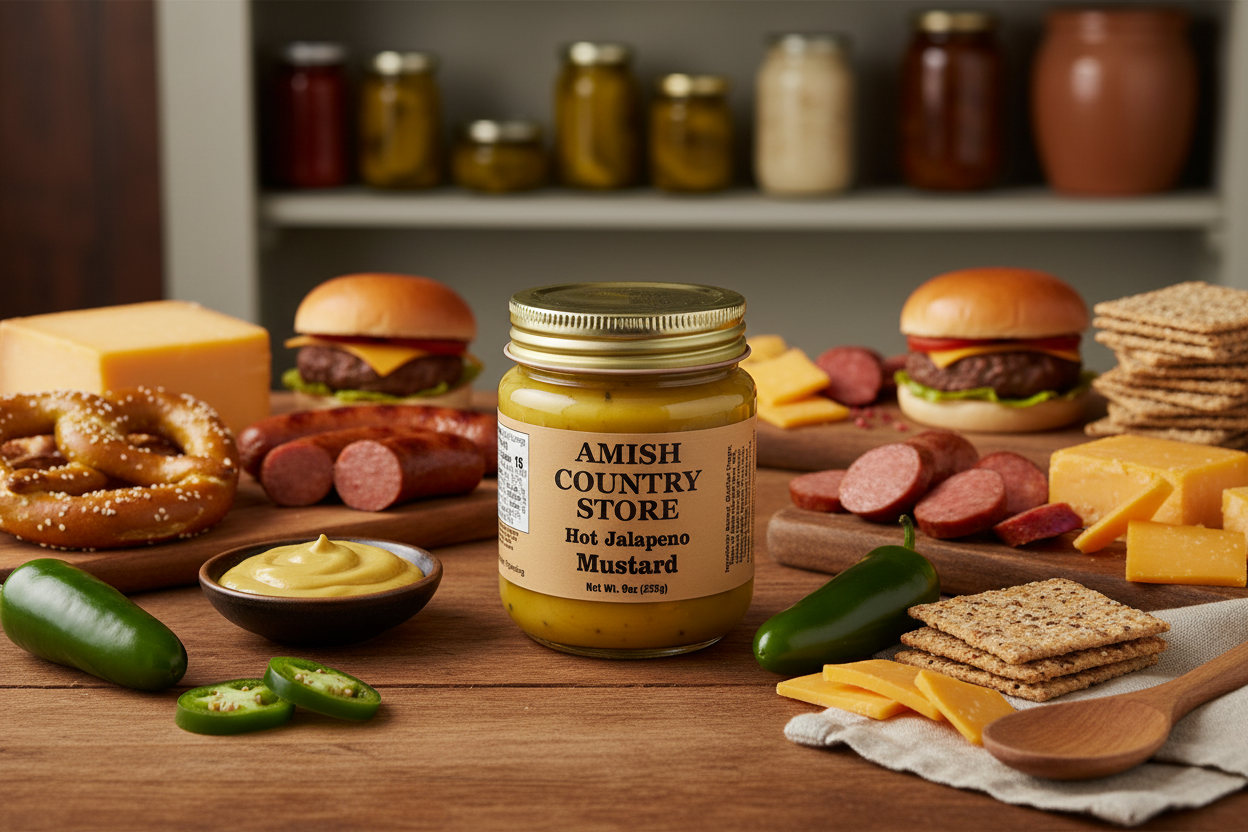 Hot Jalapeño Mustard | Spicy Amish-Recipe Condiment | 9 oz