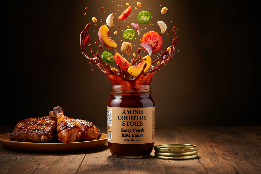 Zesty Peach BBQ Sauce | Sweet Heat Barbecue Glaze | 16 oz