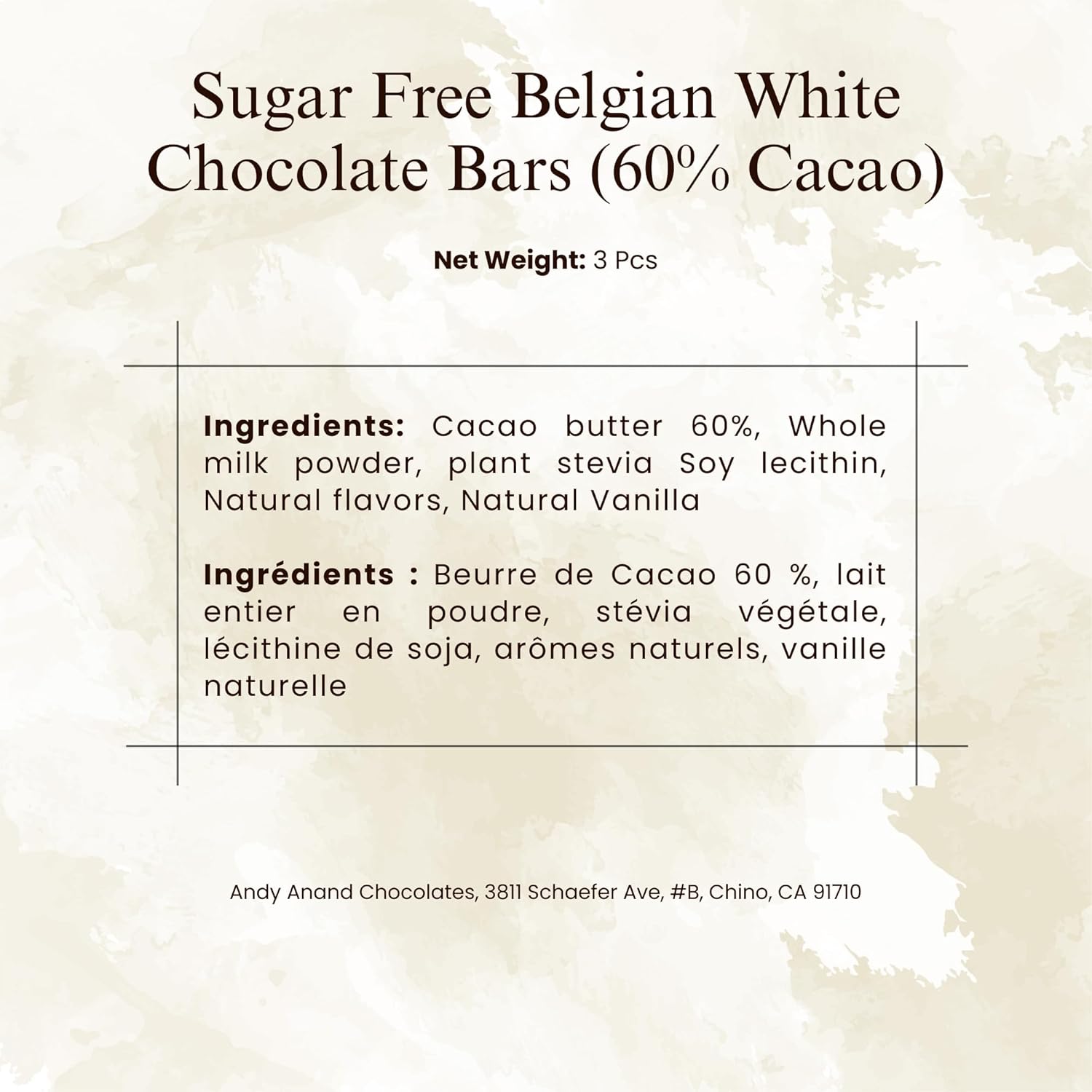 Andy Anand Sugar Free Belgian Dark Chocolate Bars 80% Cacao – Stevia Sweetened, Gourmet Gift Box, Rich & Silky, 4 Pcs