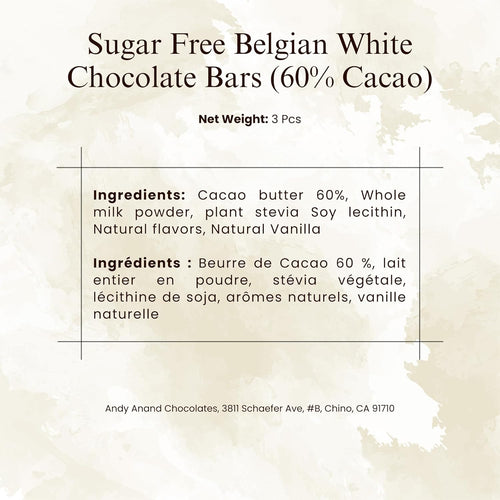 Andy Anand Sugar Free Belgian Dark Chocolate Bars 80% Cacao – Stevia Sweetened, Gourmet Gift Box, Rich & Silky, 4 Pcs