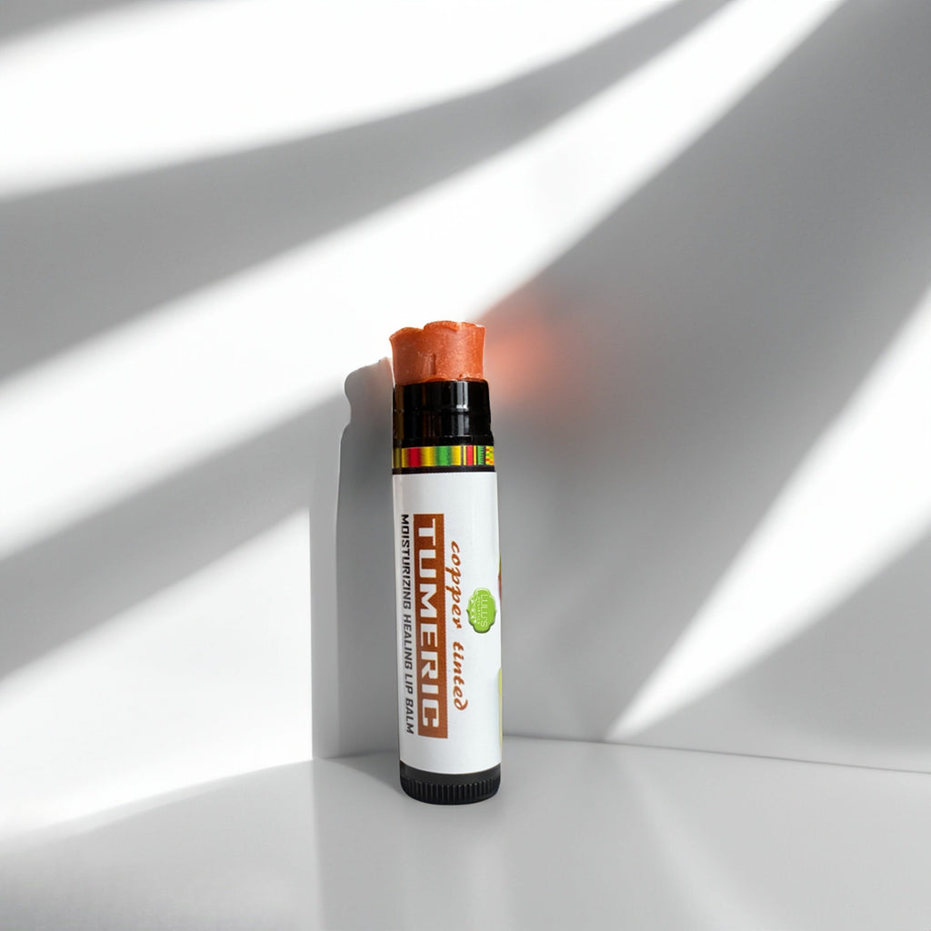 Turmeric Brightening Lip Balm Set - for Dark, Dry Lips (Plain, Copper, Raspberry)