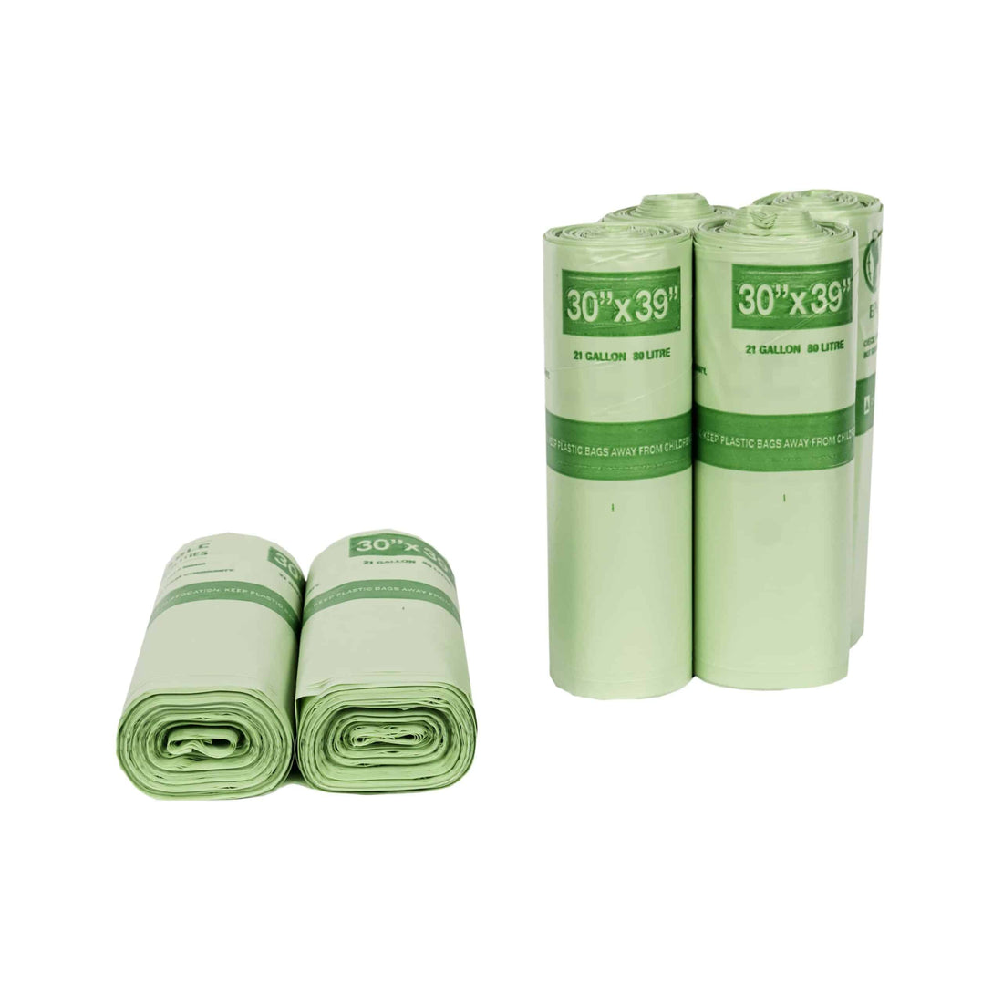 EcoSafe Zero Waste 30 Gallon Compostable Bags 30x39 (QTY 135), SKU HB3039-8